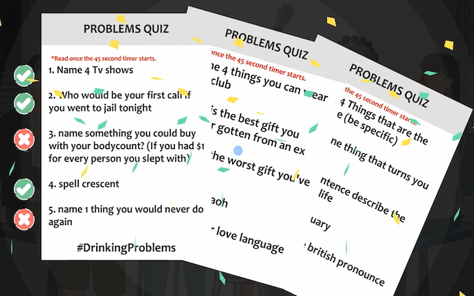 Drinking Problems Quiz Cards