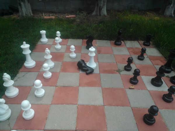 Chess set in the Game Market Guru's front yard.