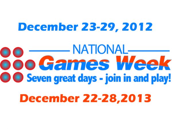 National Games Week 2012 - December 23-29. Gatherings. Games. Good Times.